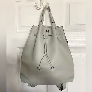 H by Halston Gray Pebbled Leather Backpack